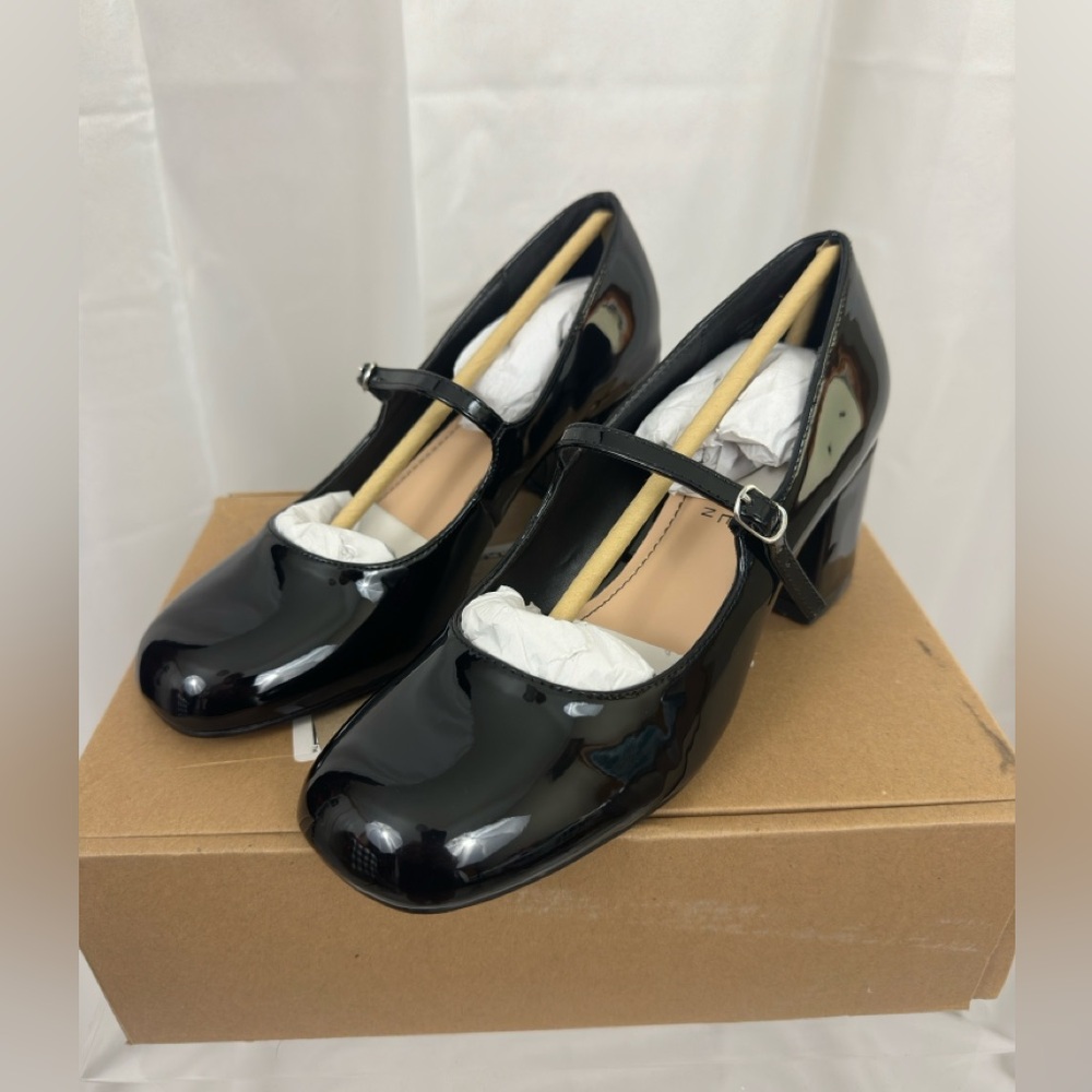JOURNEE OKENNA MARY JANE PUMP HEELS IN BLACK PATENT US 7 … - Picture 11 of 16